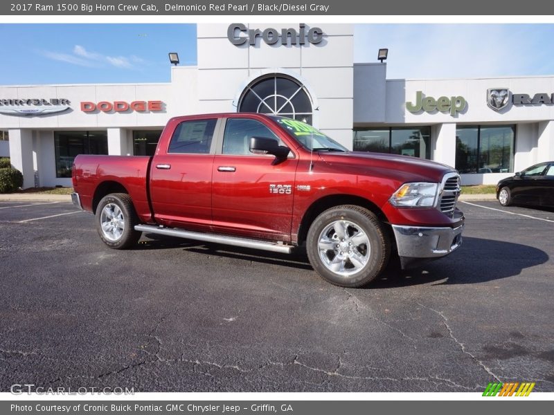 Delmonico Red Pearl / Black/Diesel Gray 2017 Ram 1500 Big Horn Crew Cab