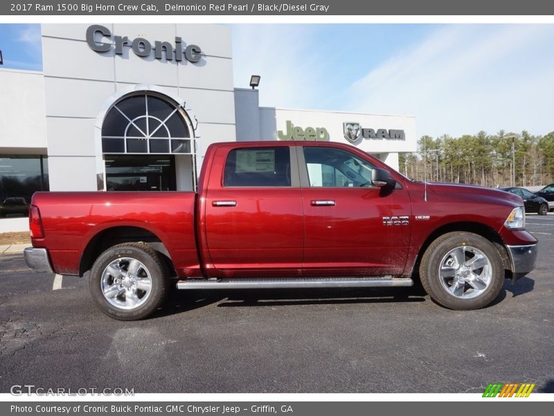 Delmonico Red Pearl / Black/Diesel Gray 2017 Ram 1500 Big Horn Crew Cab