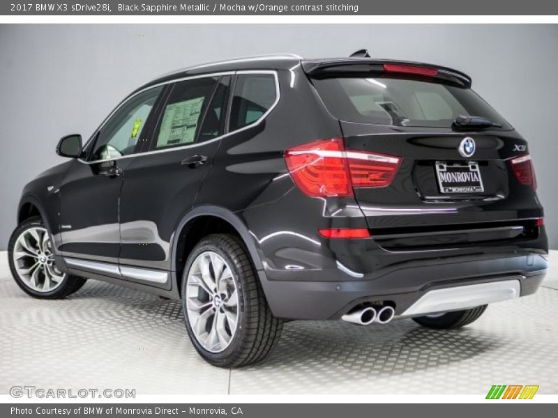 Black Sapphire Metallic / Mocha w/Orange contrast stitching 2017 BMW X3 sDrive28i