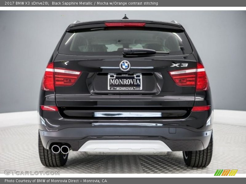 Black Sapphire Metallic / Mocha w/Orange contrast stitching 2017 BMW X3 sDrive28i