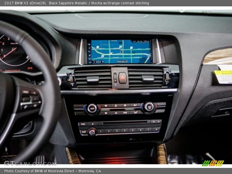Black Sapphire Metallic / Mocha w/Orange contrast stitching 2017 BMW X3 sDrive28i