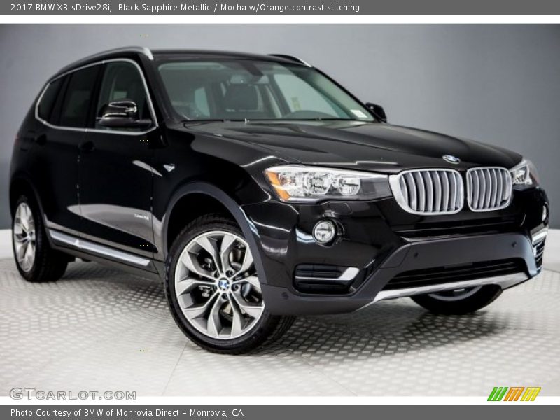 Black Sapphire Metallic / Mocha w/Orange contrast stitching 2017 BMW X3 sDrive28i