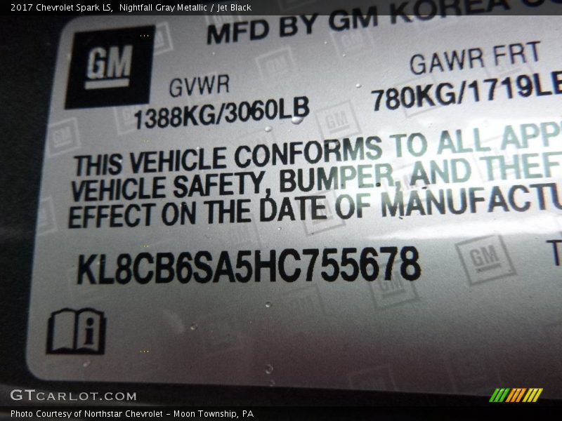 Nightfall Gray Metallic / Jet Black 2017 Chevrolet Spark LS