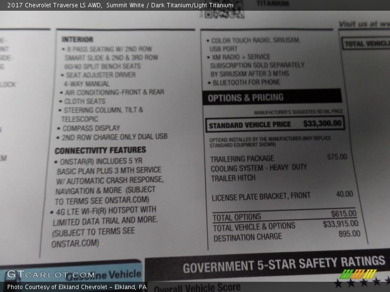 Summit White / Dark Titanium/Light Titanium 2017 Chevrolet Traverse LS AWD
