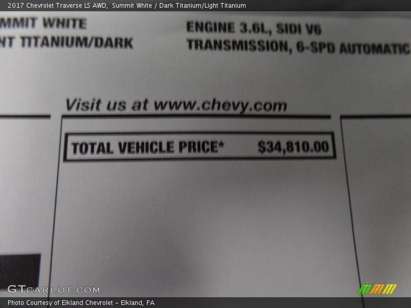 Summit White / Dark Titanium/Light Titanium 2017 Chevrolet Traverse LS AWD