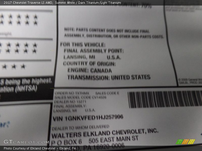 Summit White / Dark Titanium/Light Titanium 2017 Chevrolet Traverse LS AWD