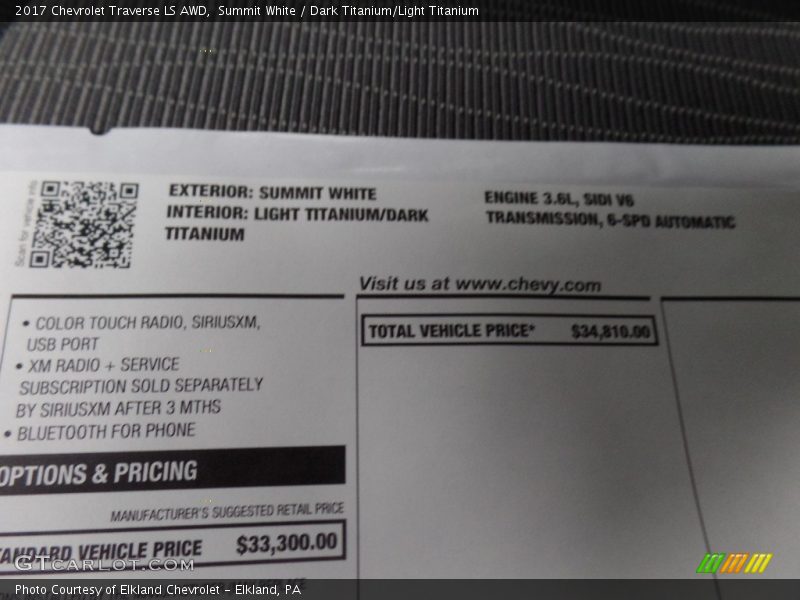 Summit White / Dark Titanium/Light Titanium 2017 Chevrolet Traverse LS AWD