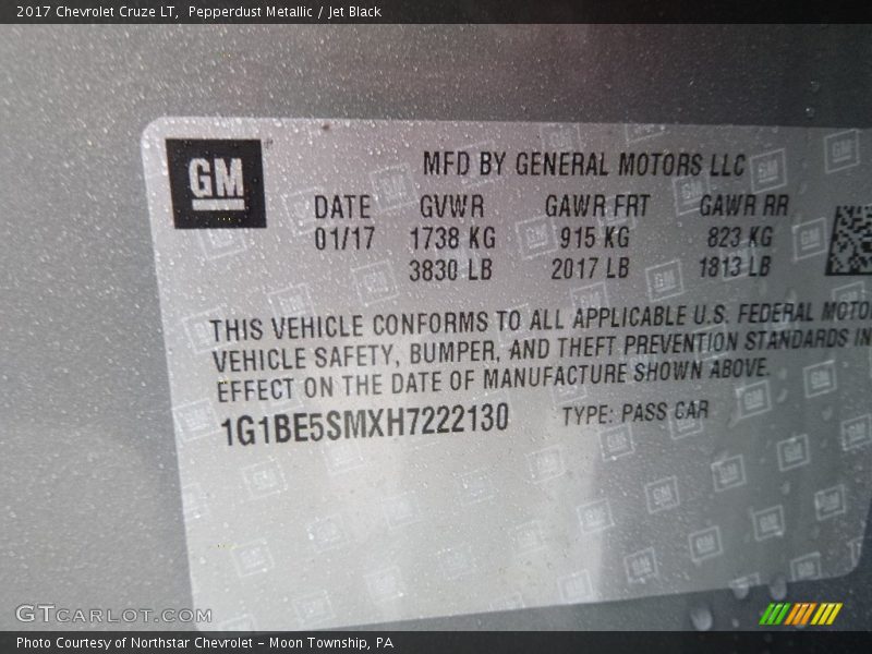 Pepperdust Metallic / Jet Black 2017 Chevrolet Cruze LT