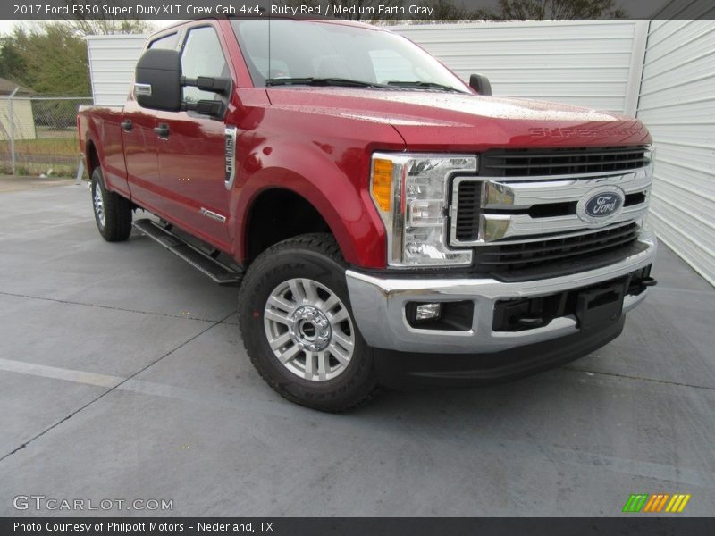 Ruby Red / Medium Earth Gray 2017 Ford F350 Super Duty XLT Crew Cab 4x4