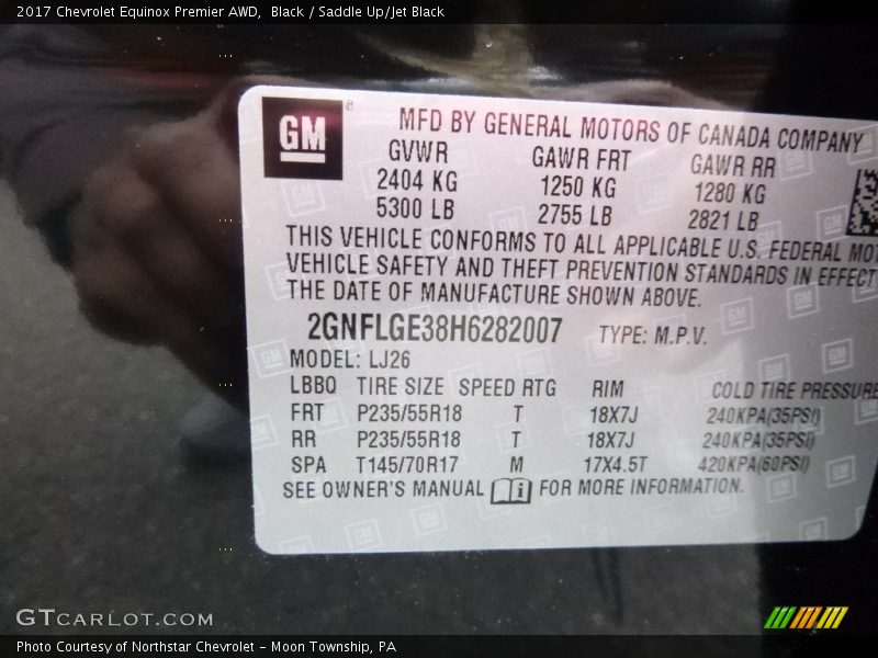 Black / Saddle Up/Jet Black 2017 Chevrolet Equinox Premier AWD