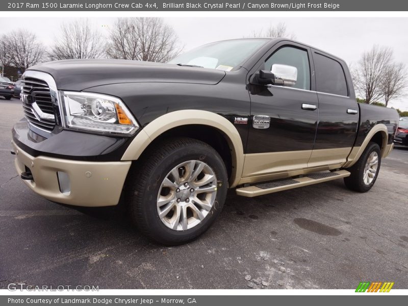 Brilliant Black Crystal Pearl / Canyon Brown/Light Frost Beige 2017 Ram 1500 Laramie Longhorn Crew Cab 4x4