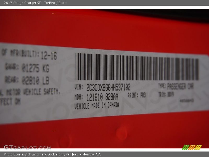 TorRed / Black 2017 Dodge Charger SE