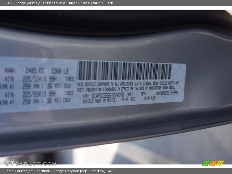 Billet Silver Metallic / Black 2016 Dodge Journey Crossroad Plus