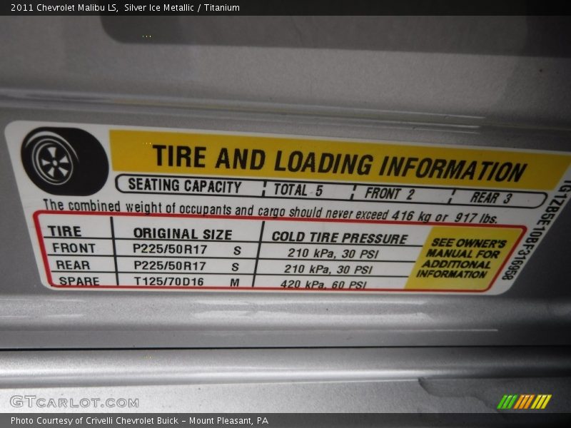 Silver Ice Metallic / Titanium 2011 Chevrolet Malibu LS