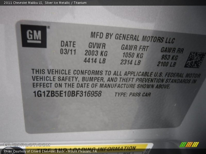 Silver Ice Metallic / Titanium 2011 Chevrolet Malibu LS