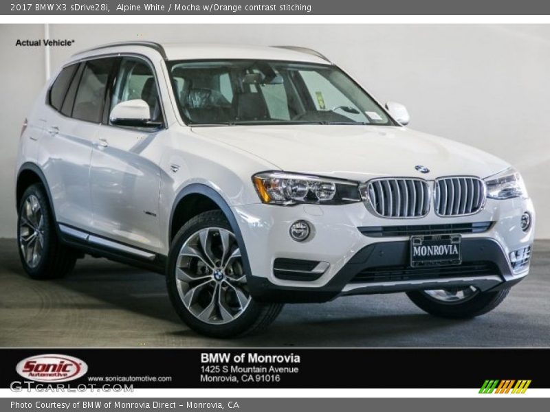 Alpine White / Mocha w/Orange contrast stitching 2017 BMW X3 sDrive28i