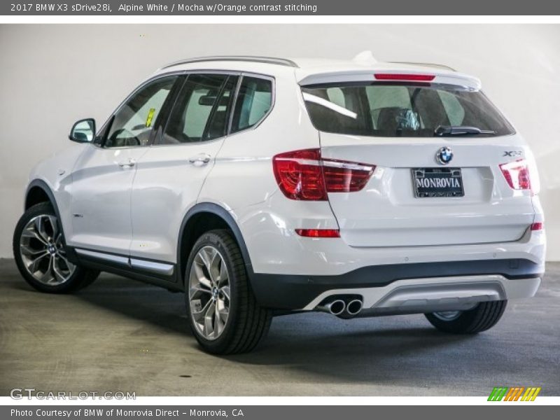 Alpine White / Mocha w/Orange contrast stitching 2017 BMW X3 sDrive28i