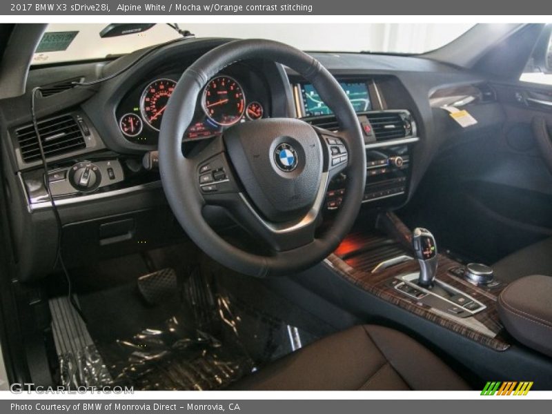 Alpine White / Mocha w/Orange contrast stitching 2017 BMW X3 sDrive28i