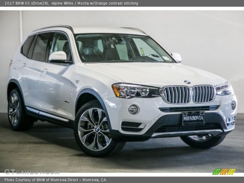 Alpine White / Mocha w/Orange contrast stitching 2017 BMW X3 sDrive28i