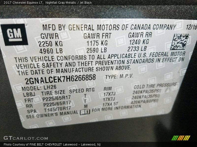 Nightfall Gray Metallic / Jet Black 2017 Chevrolet Equinox LT