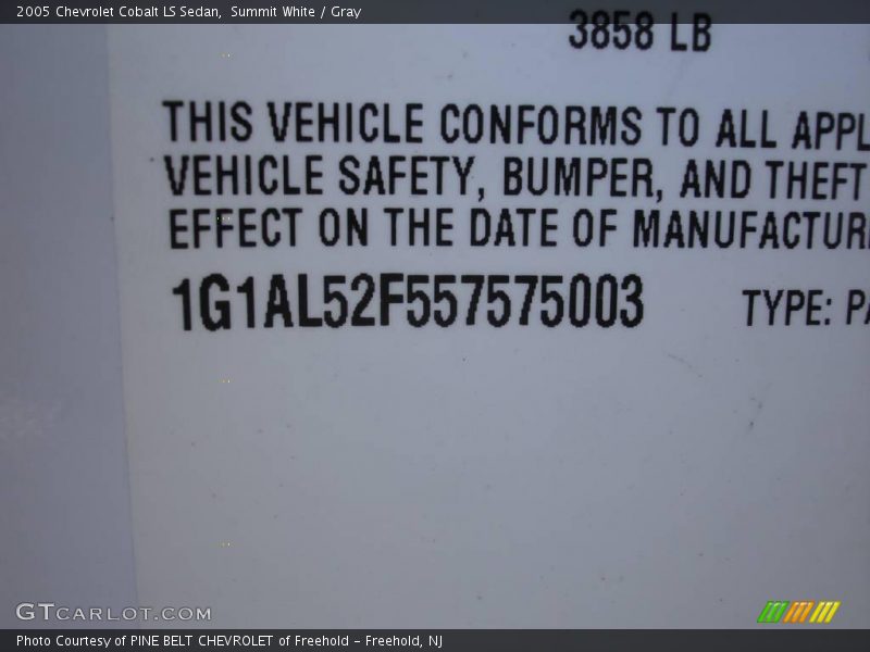 Summit White / Gray 2005 Chevrolet Cobalt LS Sedan