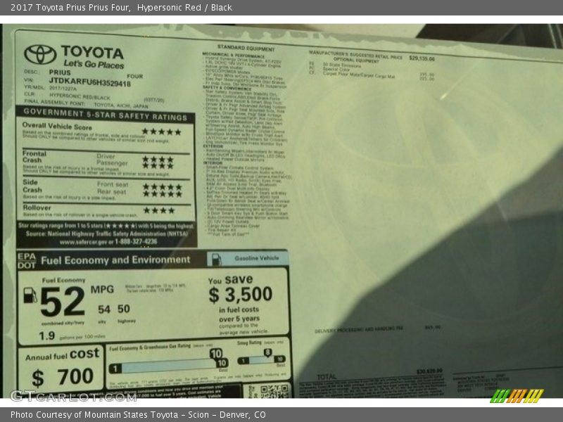Hypersonic Red / Black 2017 Toyota Prius Prius Four