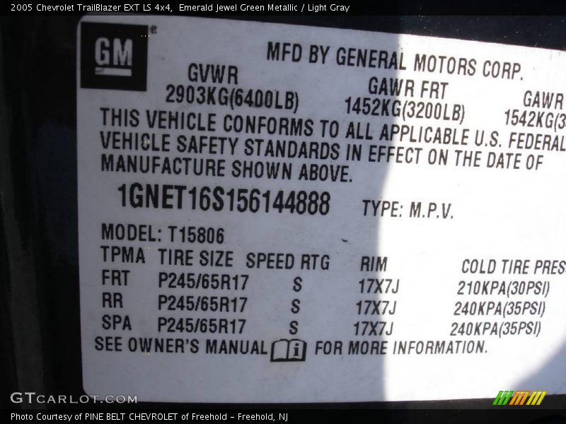 Emerald Jewel Green Metallic / Light Gray 2005 Chevrolet TrailBlazer EXT LS 4x4