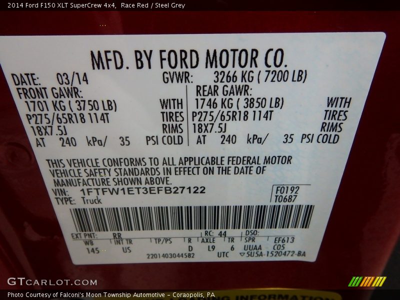 Race Red / Steel Grey 2014 Ford F150 XLT SuperCrew 4x4