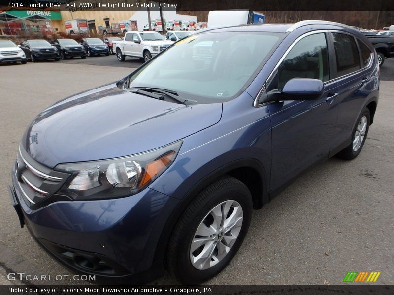 Twilight Blue Metallic / Gray 2014 Honda CR-V EX-L AWD