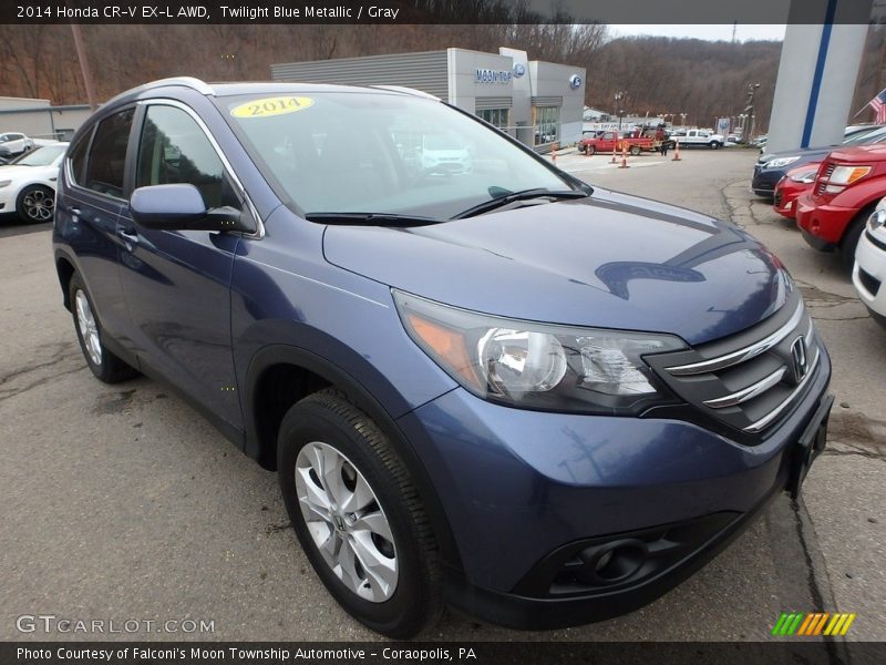 Twilight Blue Metallic / Gray 2014 Honda CR-V EX-L AWD
