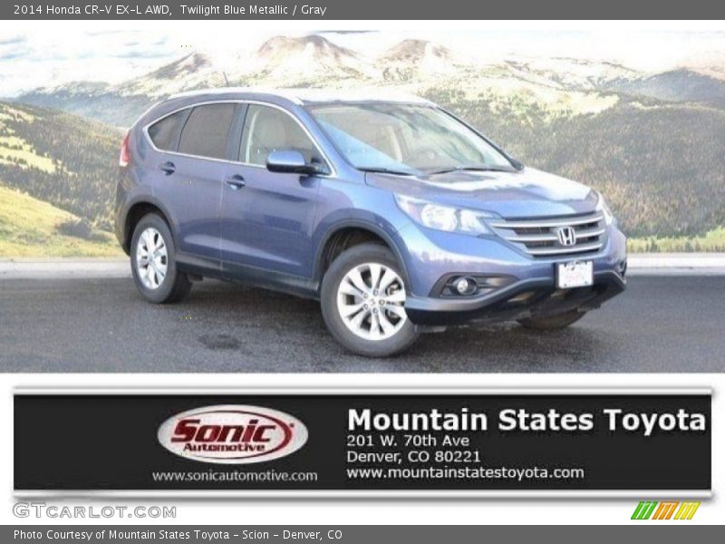 Twilight Blue Metallic / Gray 2014 Honda CR-V EX-L AWD