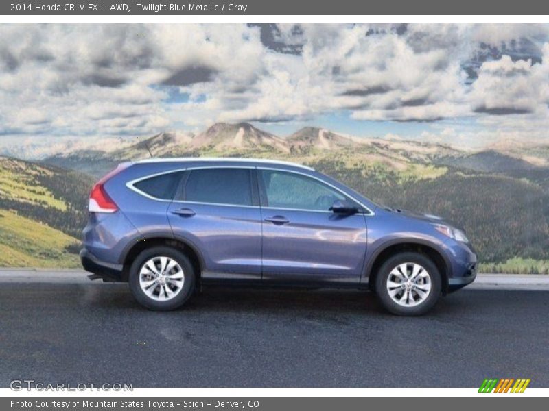 Twilight Blue Metallic / Gray 2014 Honda CR-V EX-L AWD