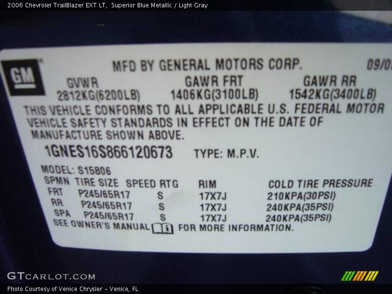 Superior Blue Metallic / Light Gray 2006 Chevrolet TrailBlazer EXT LT