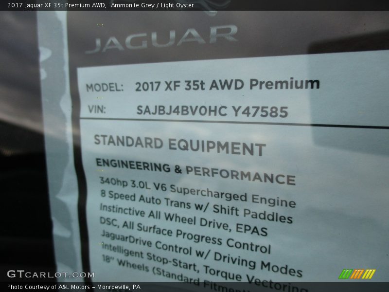 Ammonite Grey / Light Oyster 2017 Jaguar XF 35t Premium AWD