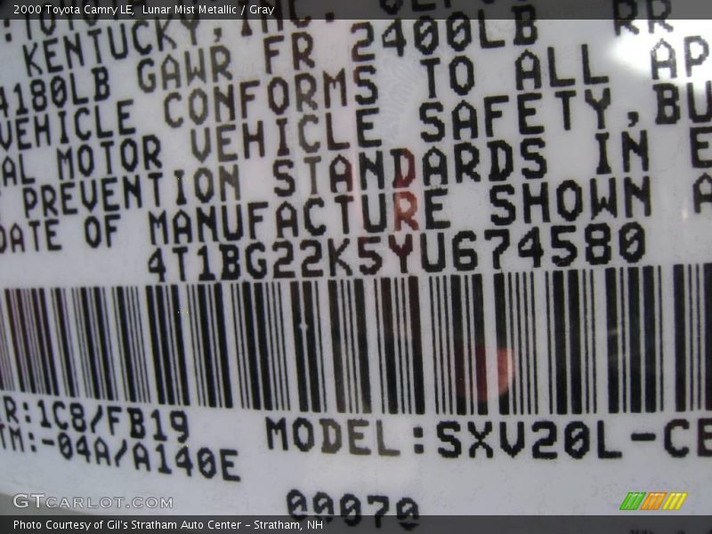 Lunar Mist Metallic / Gray 2000 Toyota Camry LE