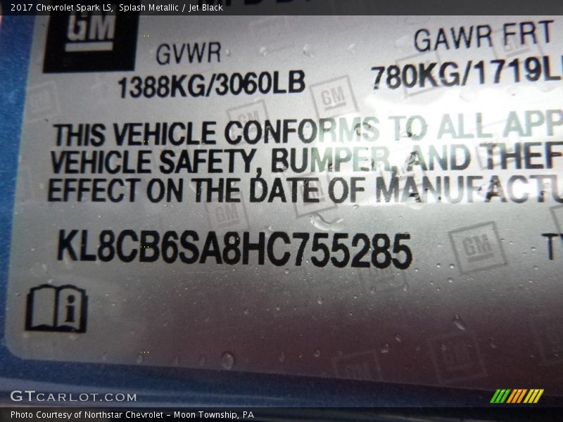 Splash Metallic / Jet Black 2017 Chevrolet Spark LS