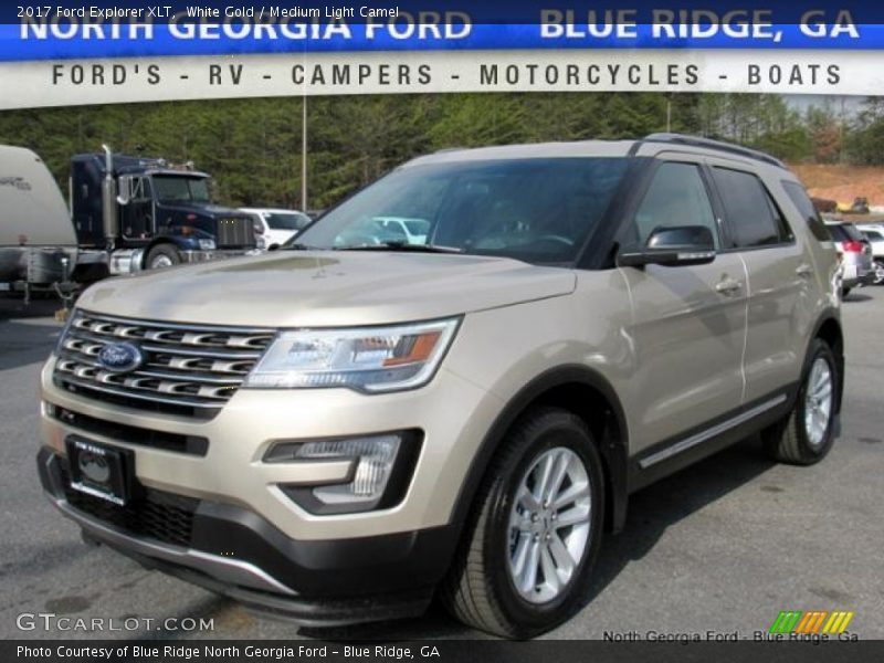 White Gold / Medium Light Camel 2017 Ford Explorer XLT