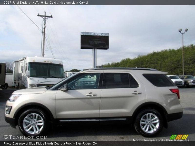 White Gold / Medium Light Camel 2017 Ford Explorer XLT