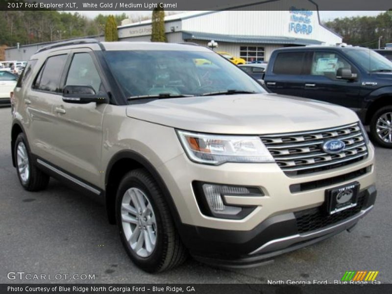 White Gold / Medium Light Camel 2017 Ford Explorer XLT