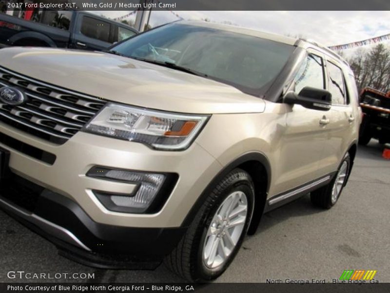 White Gold / Medium Light Camel 2017 Ford Explorer XLT