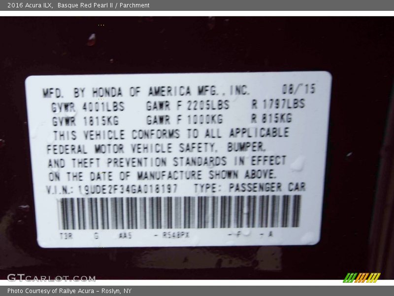 Basque Red Pearl II / Parchment 2016 Acura ILX