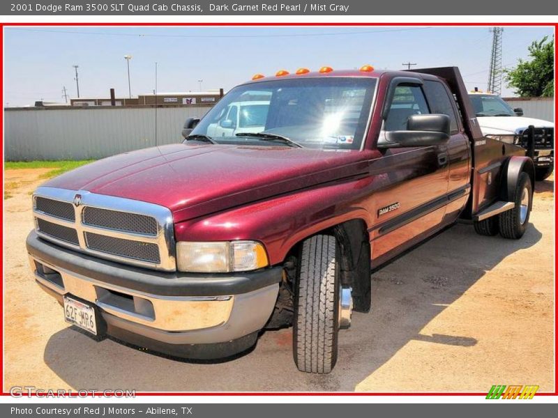 Dark Garnet Red Pearl / Mist Gray 2001 Dodge Ram 3500 SLT Quad Cab Chassis