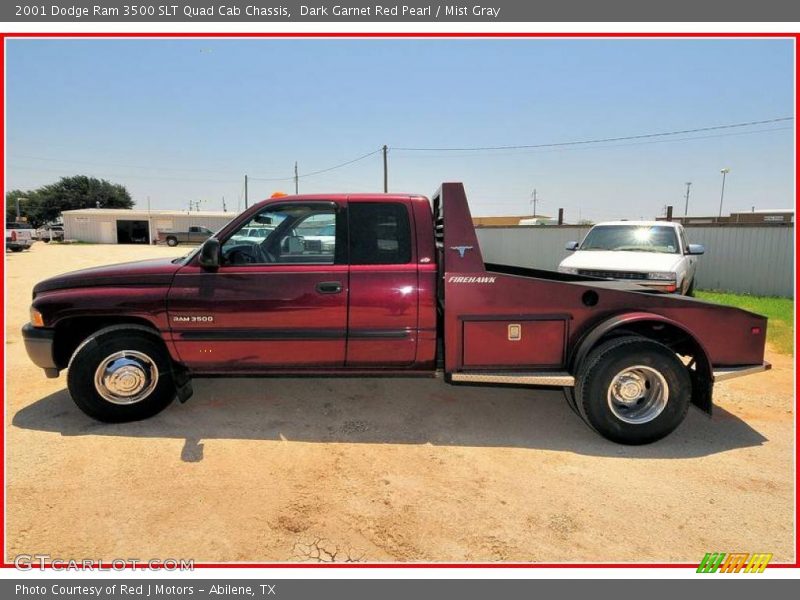 Dark Garnet Red Pearl / Mist Gray 2001 Dodge Ram 3500 SLT Quad Cab Chassis