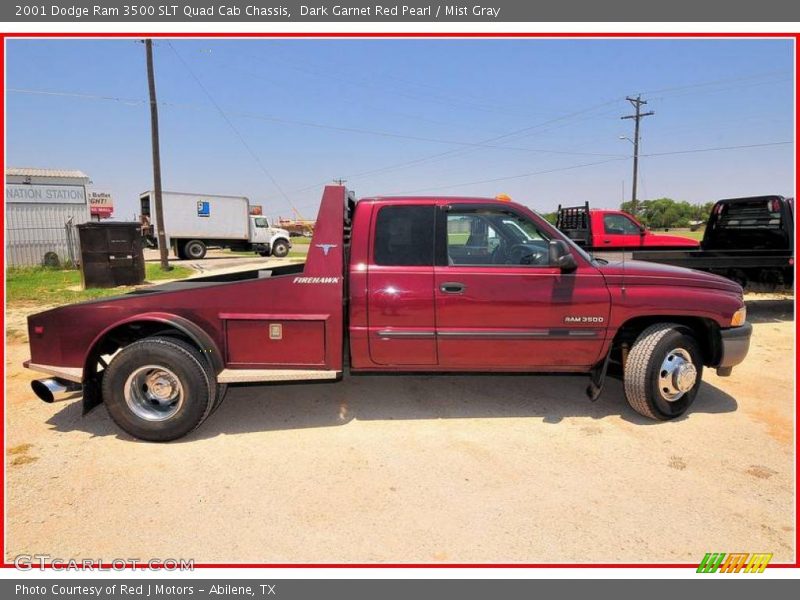 Dark Garnet Red Pearl / Mist Gray 2001 Dodge Ram 3500 SLT Quad Cab Chassis