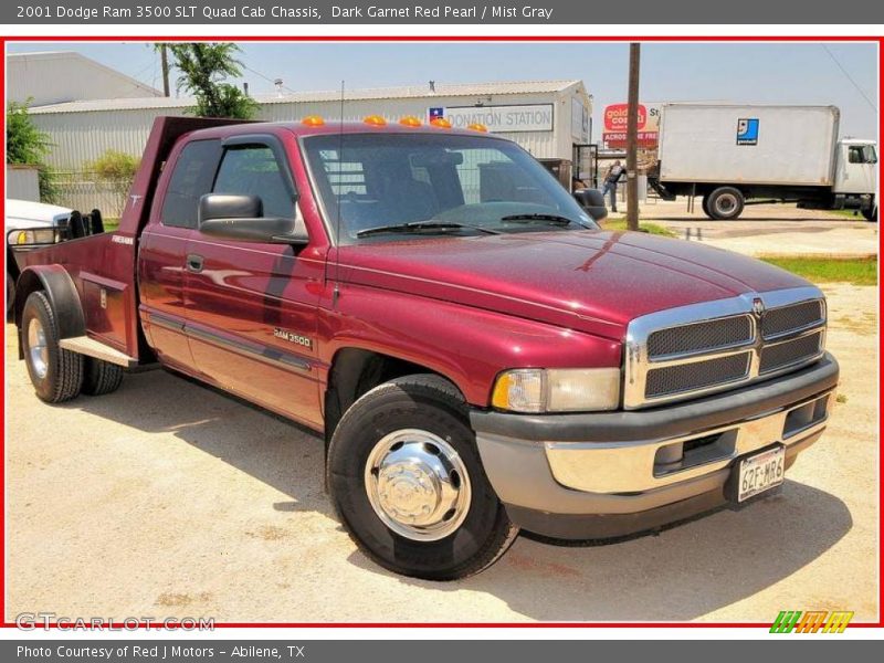 Dark Garnet Red Pearl / Mist Gray 2001 Dodge Ram 3500 SLT Quad Cab Chassis