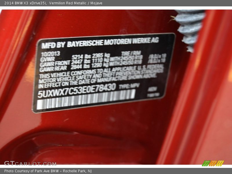 Vermilion Red Metallic / Mojave 2014 BMW X3 xDrive35i