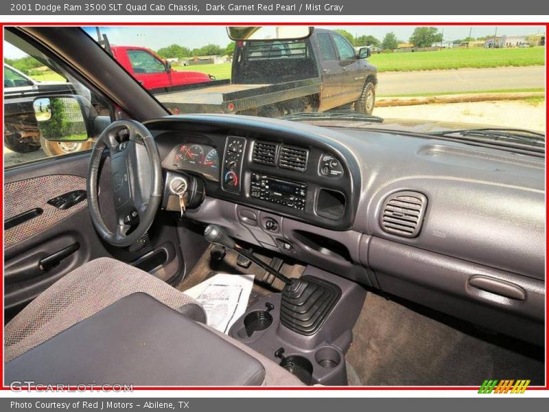 Dark Garnet Red Pearl / Mist Gray 2001 Dodge Ram 3500 SLT Quad Cab Chassis