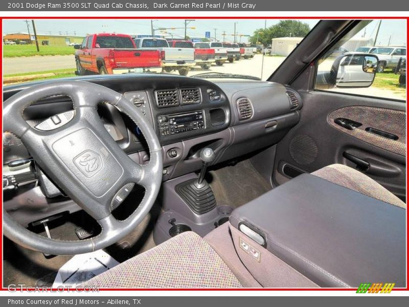 Dark Garnet Red Pearl / Mist Gray 2001 Dodge Ram 3500 SLT Quad Cab Chassis