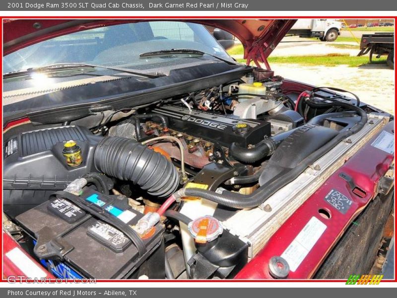 Dark Garnet Red Pearl / Mist Gray 2001 Dodge Ram 3500 SLT Quad Cab Chassis