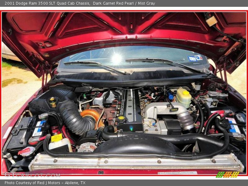 Dark Garnet Red Pearl / Mist Gray 2001 Dodge Ram 3500 SLT Quad Cab Chassis